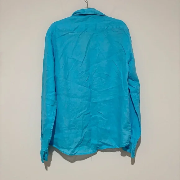 Giacomo Cinque Linen button front Shirt Antica Sartoria blue women’s size XXL - Picture 2 of 5